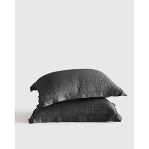 Quince Home Bamboo Channel Quilted Sham Set Charcoal Bedding King 2